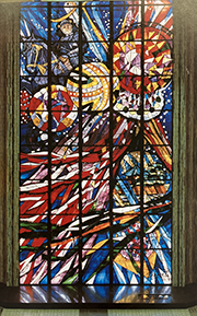 In 1978, 160th anniversary donation of stained glass "Mori no Hymn" to Sendai Station