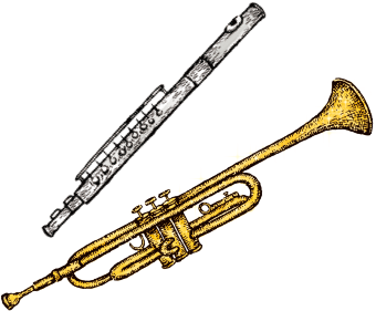 Illustration of trumpet and flute