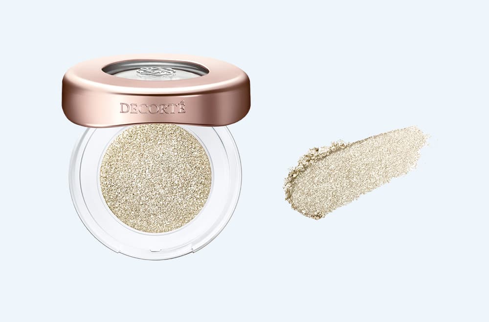 Eye shadow of cosmetic decoltedasling gem. Features gold and silver shine.