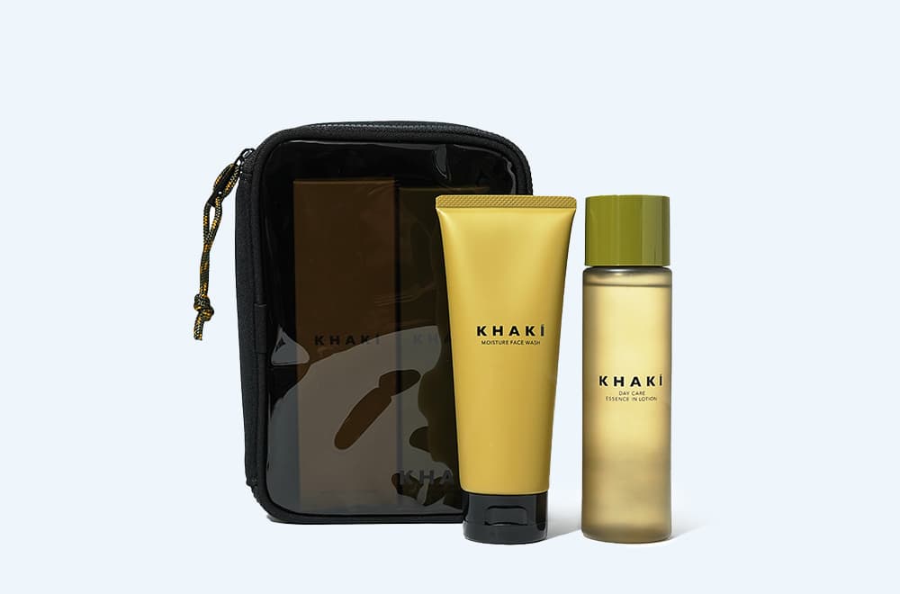 KHAKI Men's skin care set. DAYCARE UV PROTECTOR SPF50+ PA++ and moisture face wash are included